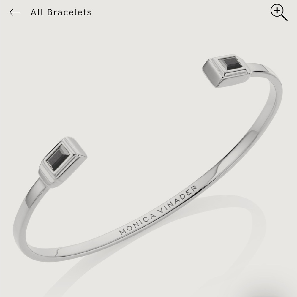 Monica Vinader Baja Deco Thin Cuff Sterling Silver & Black Onyx